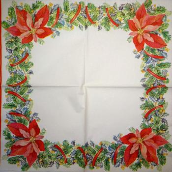 085 Christmas Flowers - 3-ply (cream/Edge grün) - Ihr